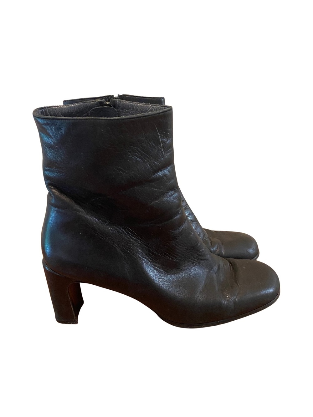 Stuart Weitzman for Browns Black Leather Mid-Heel Ankle Boots